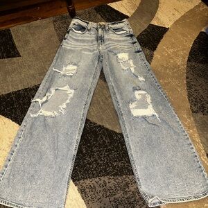 SO Light Blue Distressed Flare Jeans